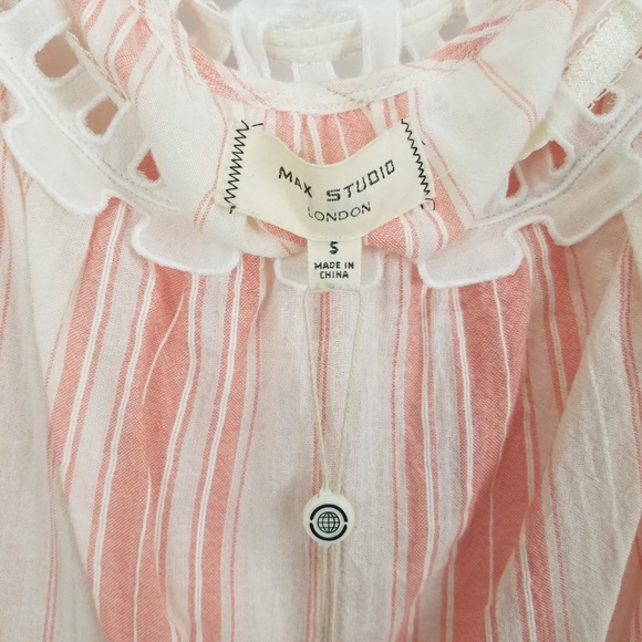 Max Studio Pink Cream Striped Off Shoulder Top - Picture 4 of 7
